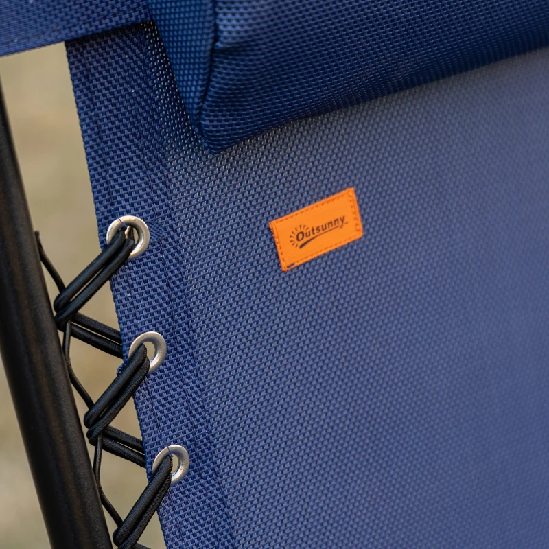 Outsunny Zero Gravity Chair Set of 2 Patio Chair with Side Table Cupholders and Pillows for Pool, Backyard, Lawn, Beach, Blue