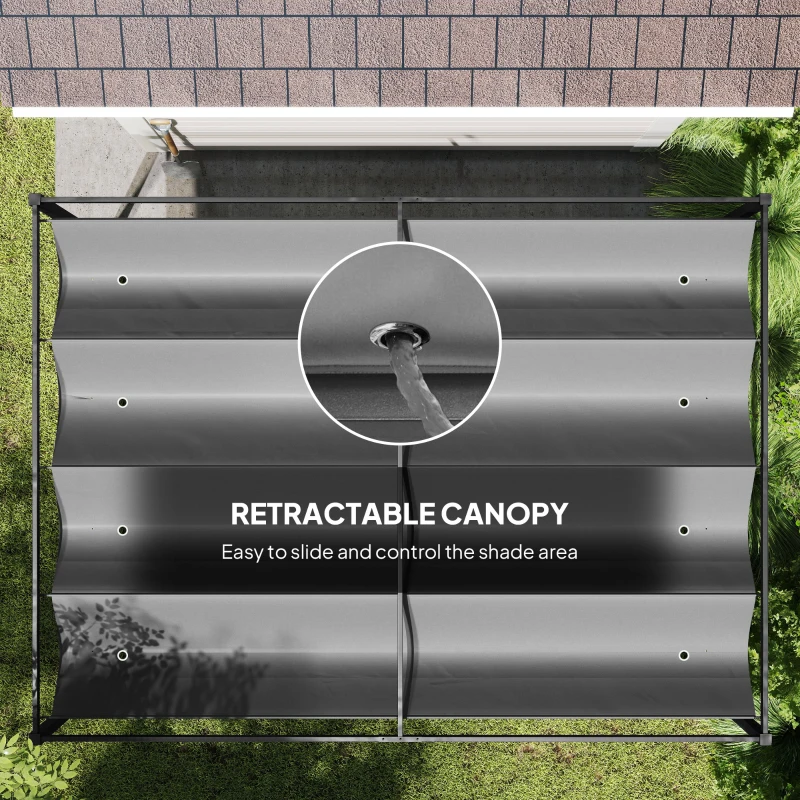 Outsunny 13' x 10' Patio Pergola with Retractable Canopy, Outdoor Sun Shelter, Yard Shade, Dark Grey