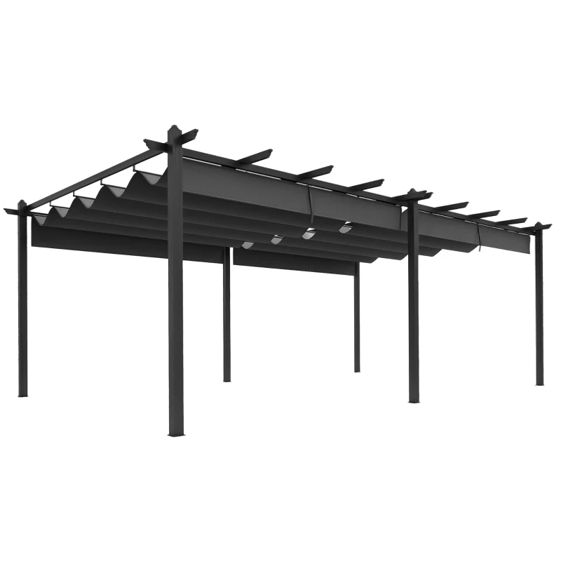 Outsunny 11.7' x 19.6' Retractable Pergola Canopy, Aluminum Pergola for Grill, Patio, Garden, Deck