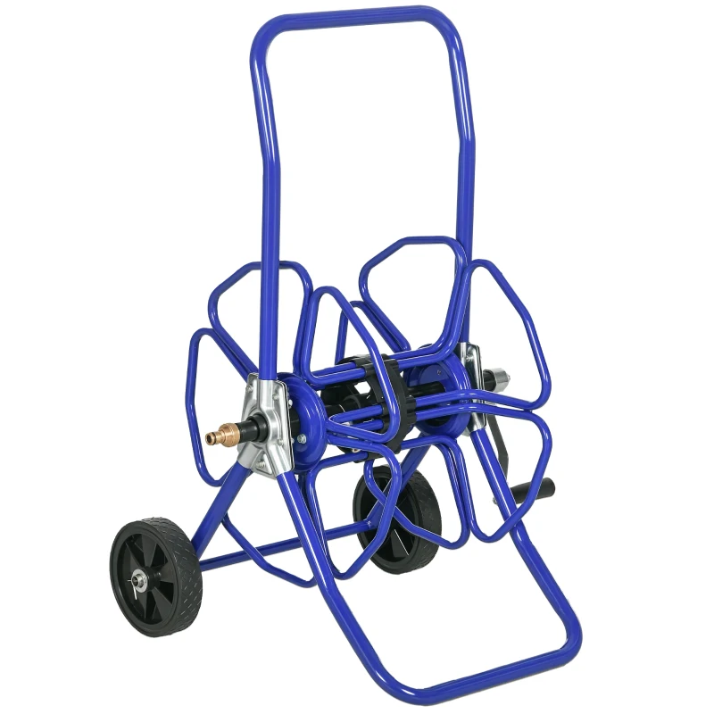 Outsunny 98 ft of 5/8" Hose Reel Cart (Hose Not Included), Garden Water Hose Carts with Wheels for Yard, Lawn, Blue