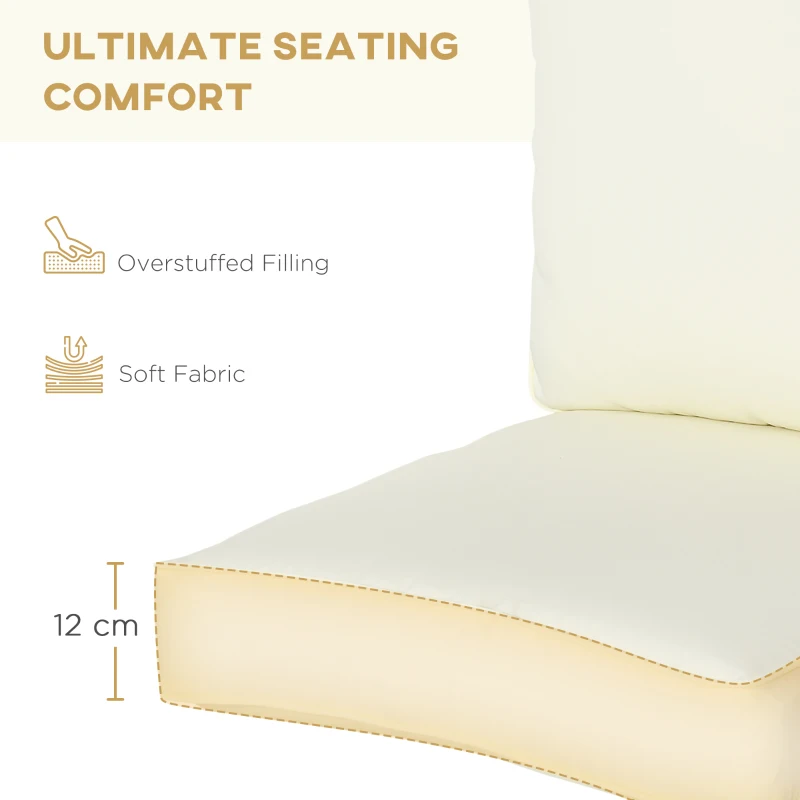 Outsunny Patio Chair Cushions, Thick Deep Seat Outdoor Seat Cushion with Back Cushion, Cream White