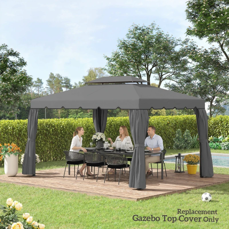Outsunny 13' x 10' Gazebo Replacement Canopy, Gazebo Top Cover with Double Vented Roof for Garden Patio(TOP ONLY), Grey