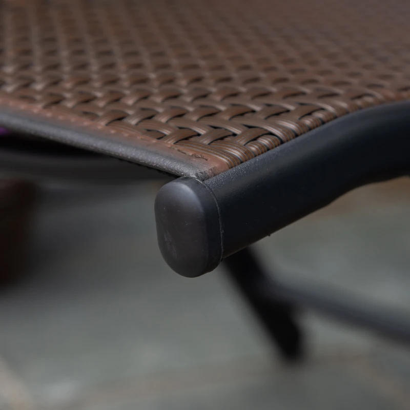 Outsunny Rattan Reclining Folding Chair, Outdoor Wicker Portable Recliner with 7 Adjustable Backrest Position for Garden, Balcony, Patio, Brown