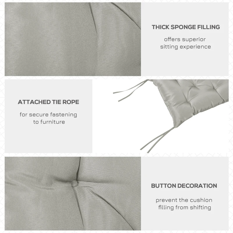 Outsunny 2-Seater Garden Bench Cushion Swing Chair Mat Replacement with Backrest, for Indoor and Outdoor, 39.4"x38.6", Grey