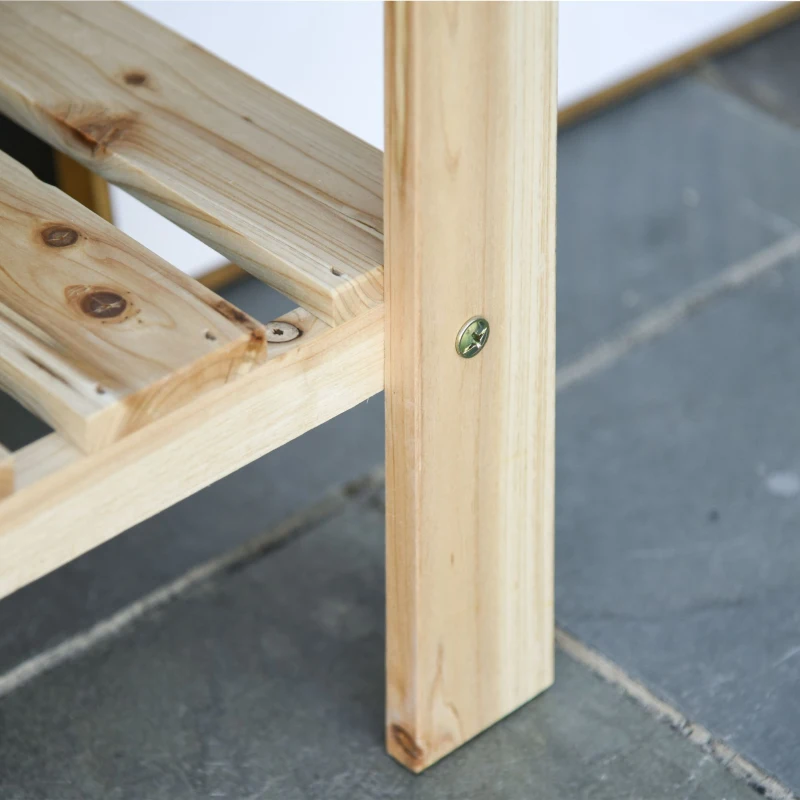 Outsunny Raised Garden Bed with Legs, Elevated Box Planter with Storage Shelf, Bed Liner for Backyard Patio, Natural Wood