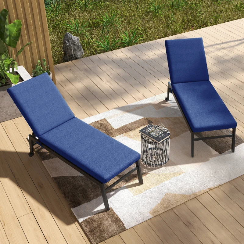 Outsunny 2-Piece Back and Seat Cushion Pillows Replacement, Patio Chair Cushions Set with Ties for Indoor Outdoor, Blue
