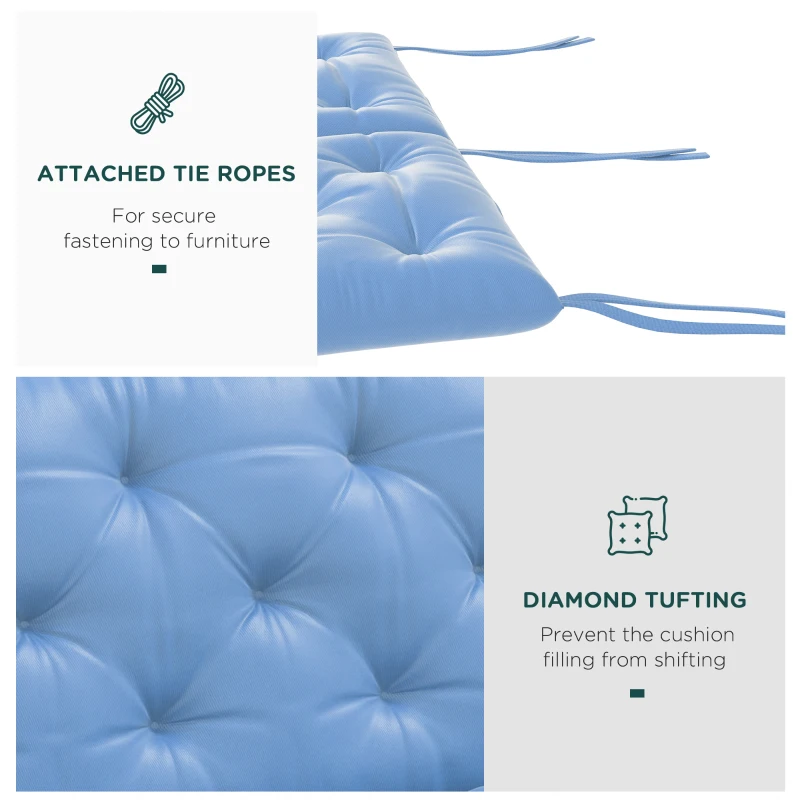 Outsunny 3-Seater Outdoor Bench Swing Chair Replacement Cushions for Patio Garden, Light Blue