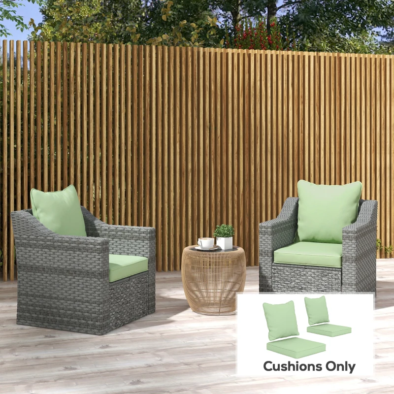 Outsunny Seat Cushion Back Pillows Replacement Set of 2, Patio Chair Cushions Set for Indoor Outdoor, Green