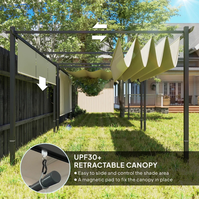 Outsunny 10' x 12' Retractable Pergola Canopy with Roller Shade, Free Standing Patio Gazebo, UPF30+