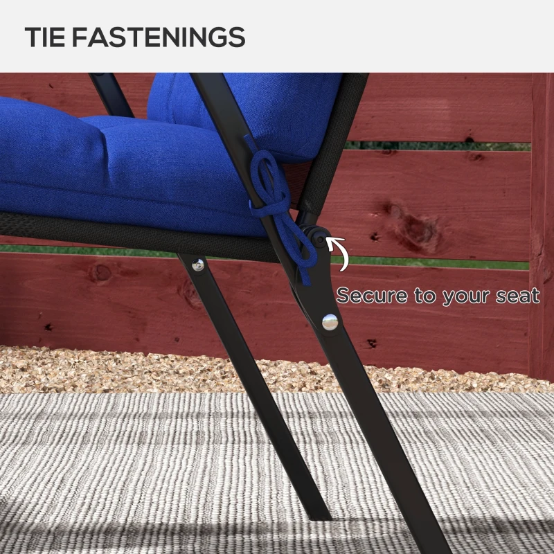 Outsunny 2-Piece Back Seat Cushion Replacement, Outdoor Patio Chair Cushions Set with Ties, Button Tufted, Navy Blue