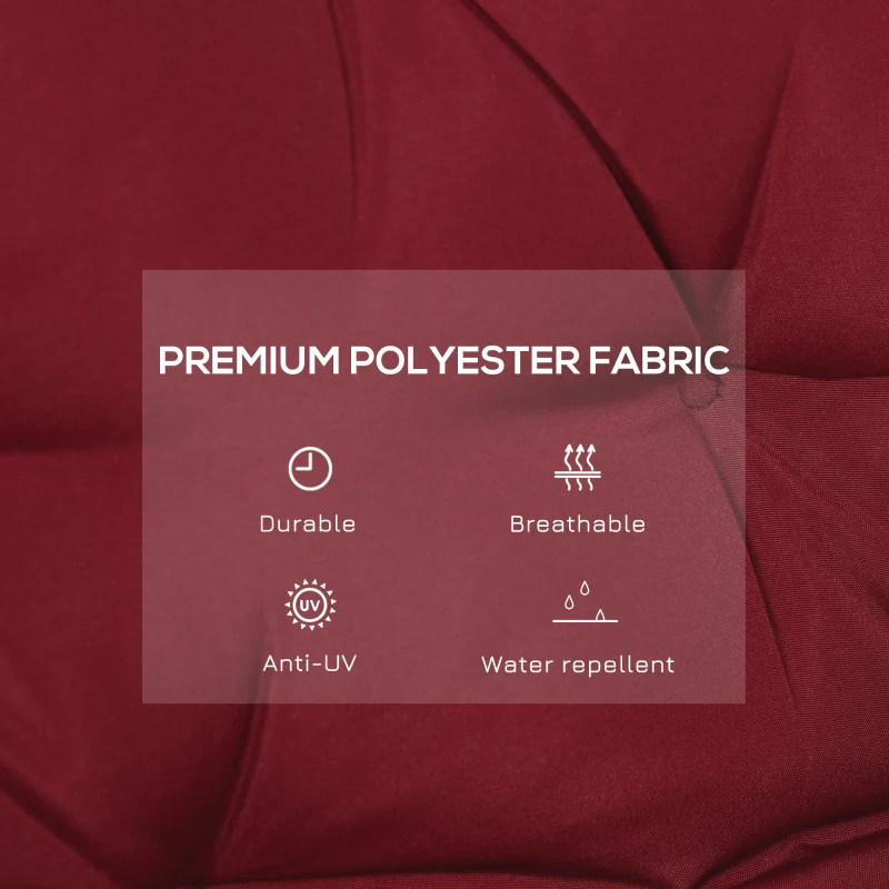 Outsunny Porch Swing Cushion Garden Bench Cushion with Backrest, Non-Slip 2-seater Soft Pad, Swing Chair Mat Replacement for Indoor and Outdoor, 39.4" x 38.6", Wine Red