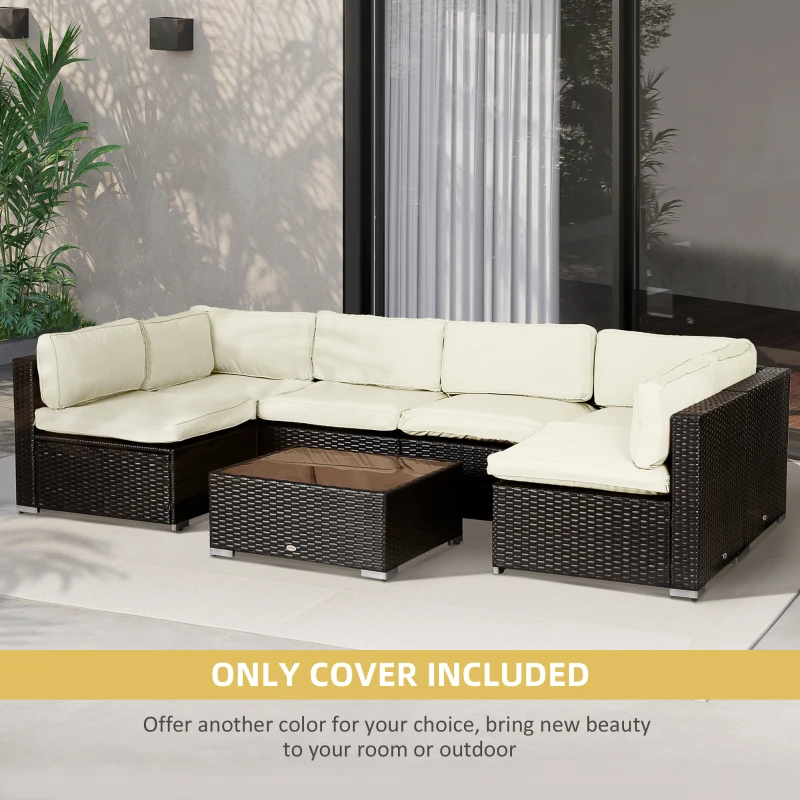 Outsunny Outdoor 14pc Patio Rattan Sofa Set Cushion Polyester Cover Replacement Set - No Cushion Included, Cream White