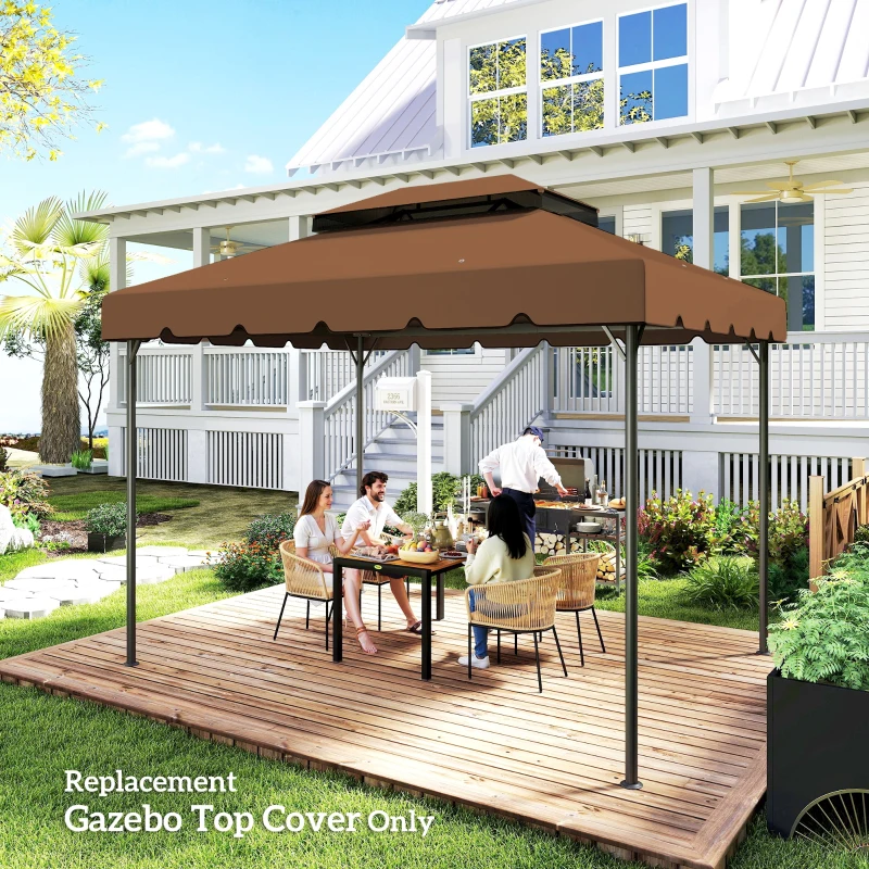 Outsunny 13' x 10' Gazebo Replacement Canopy, Gazebo Top Cover with Double Vented Roof for Garden Patio(TOP ONLY), Coffee