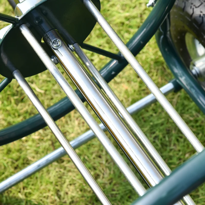 Outsunny Garden Hose Reel Cart, Portable Hose Organizer with Hose Guide System, 4 Wheels & Storage Basket for Yard, Garden, Farm