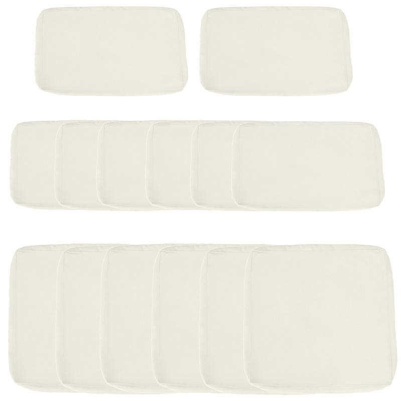 Outsunny Outdoor 14pc Patio Rattan Sofa Set Cushion Polyester Cover Replacement Set - No Cushion Included, Cream White