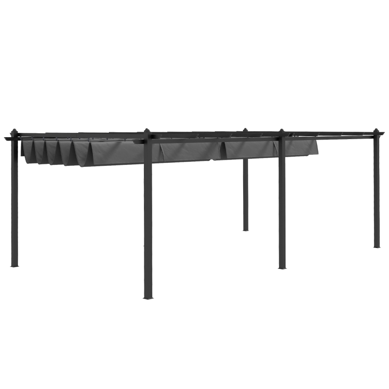 Outsunny 11.7' x 19.6' Retractable Pergola Canopy, Aluminum Pergola for Grill, Patio, Garden, Deck