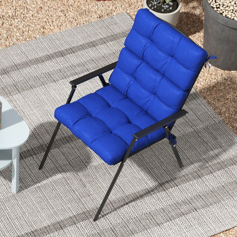 Outsunny 2-Piece Back Seat Cushion Replacement, Outdoor Patio Chair Cushions Set with Ties, Button Tufted, Navy Blue