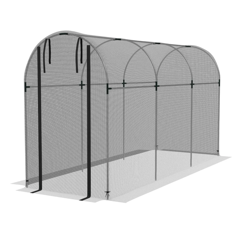 Outsunny Galvanized Steel Crop Cage, Plant Protection Tent with Zippered Door, 4' x 12', Black