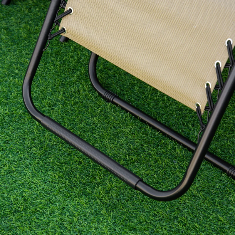 Outsunny Zero Gravity Chair Set of 2 Patio Chair with Side Table Cupholders and Pillows for Pool, Backyard, Lawn, Beige