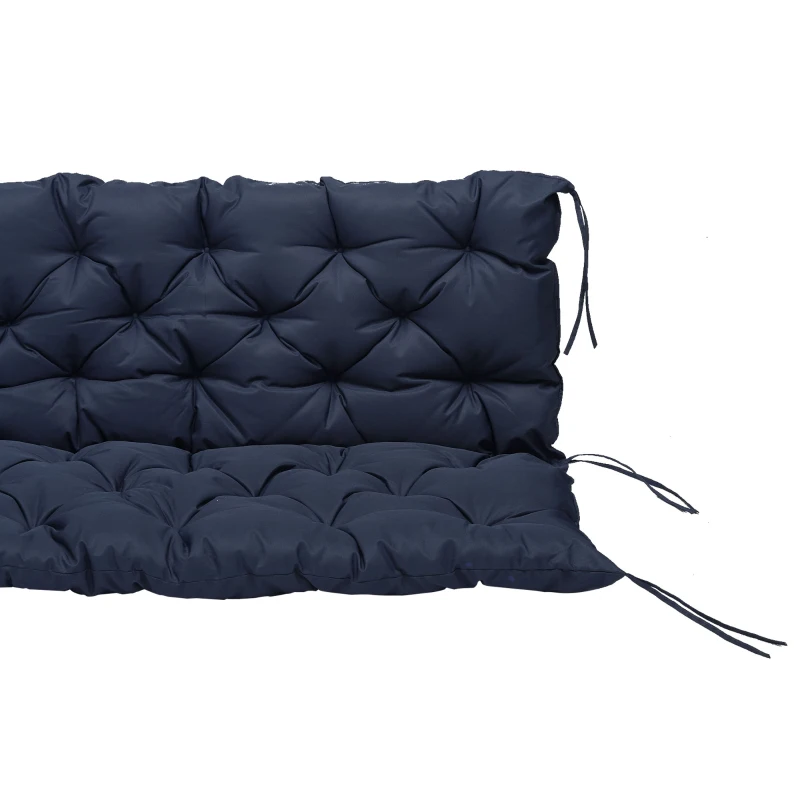 Outsunny 2 Seater Garden Bench Cushion, Soft Thick Outdoor Non-Slip 2 Seater Soft Pad With Backrest for Garden Patio, 52" x 43" x 4", Navy Blue