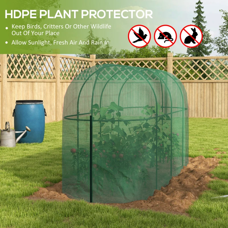 Outsunny 9.8' x 3.3' Plant Protector Tent, Crop Cage with Zipped Door and Ground Stakes for Garden, Yard, Lawn