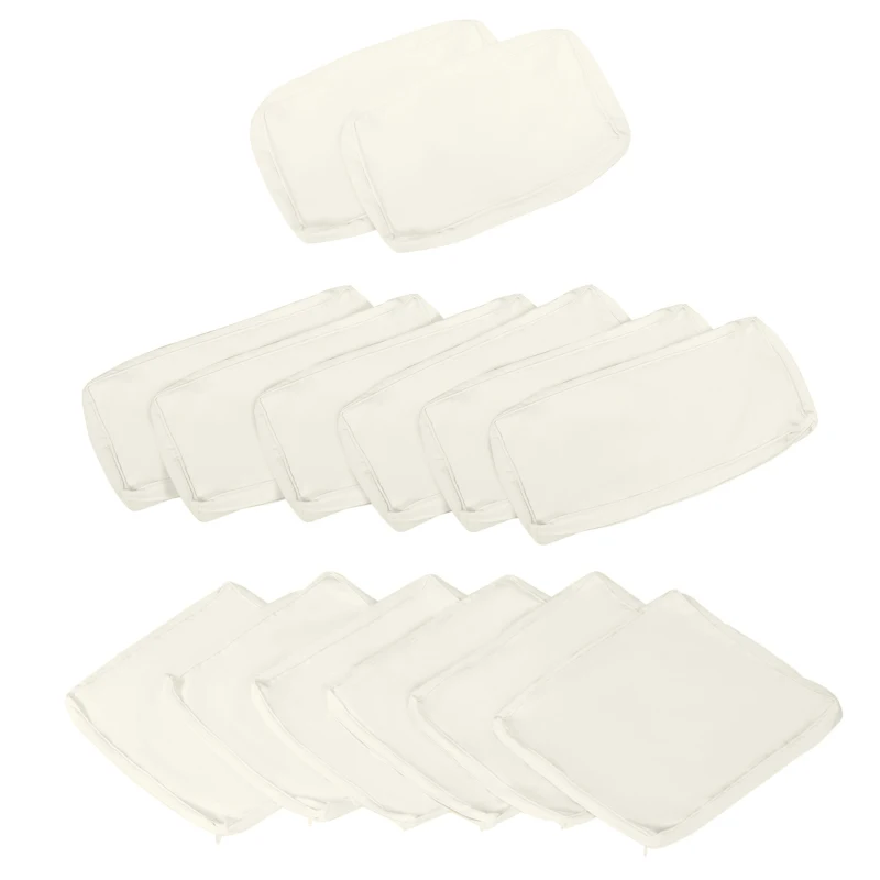 Outsunny Outdoor 14pc Patio Rattan Sofa Set Cushion Polyester Cover Replacement Set - No Cushion Included, Cream White