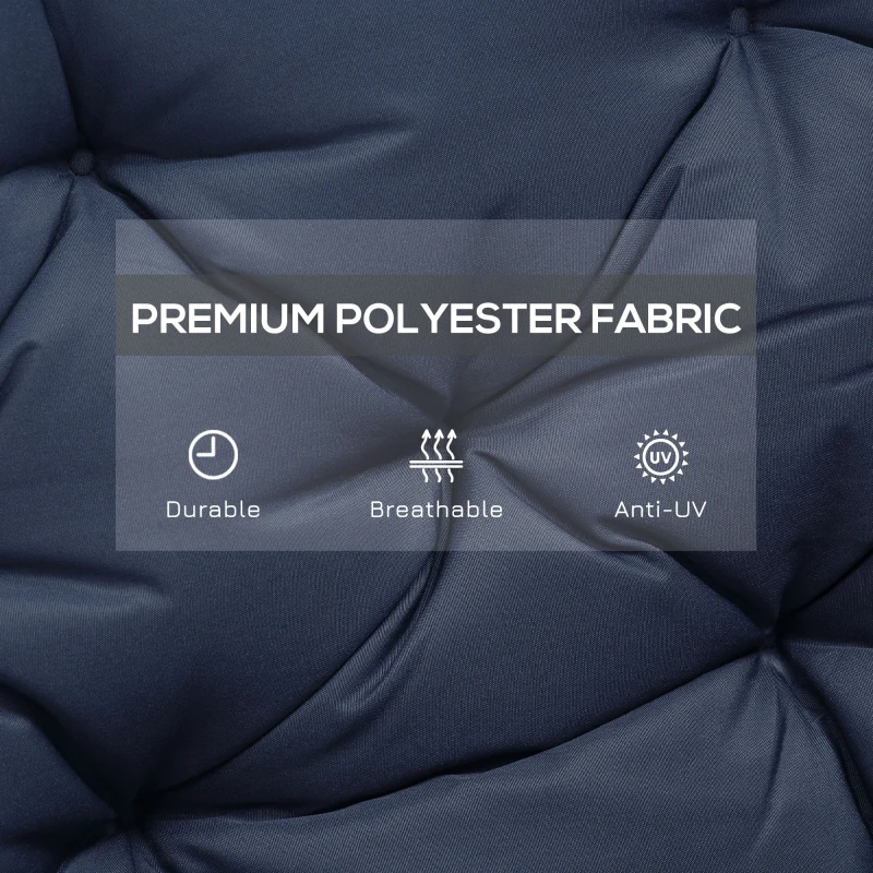 Outsunny 2 Seater Garden Bench Cushion, Soft Thick Outdoor Non-Slip 2 Seater Soft Pad With Backrest for Garden Patio, 52" x 43" x 4", Navy Blue