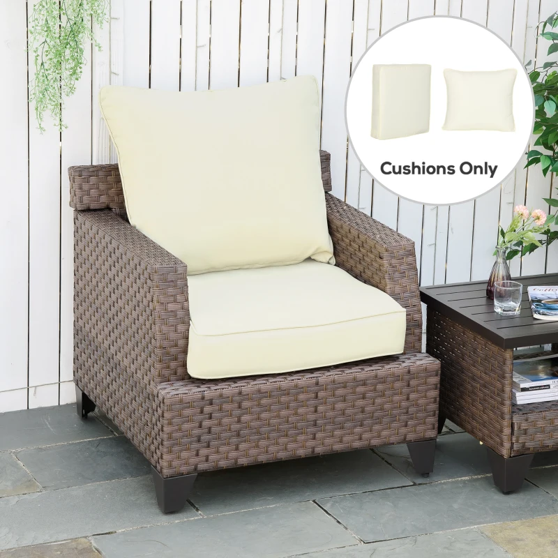 Outsunny Patio Chair Cushions, Thick Deep Seat Outdoor Seat Cushion with Back Cushion, Cream White