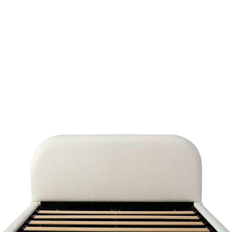 Queen Size Hydraulic Lift Storage Bed with Upholstered Headboard, Modern Bedboard with Rubberwood Legs, 88'' L x 64'' W x 35'' H, White