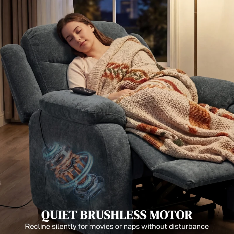 HOMCOM Massage Recliner Chair, Power Recliner with Quiet Brushless Motor, Remote, Pockets, 2 Memory Positions, Dark Grey