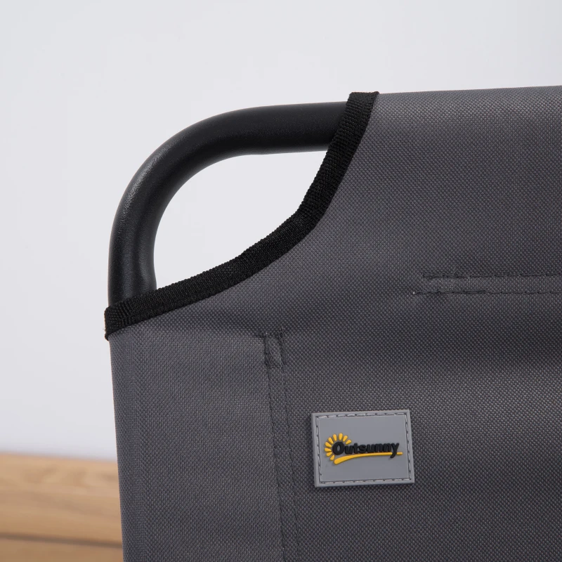 Outsunny Set of 2 Outdoor Folding Chairs with Adjustable Backrest, Padded Camping Chairs for Outdoor Events, Grey