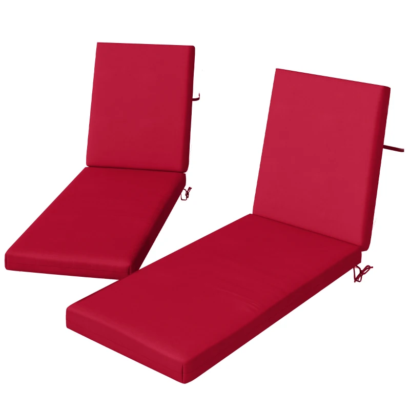 Outsunny 2-Piece Back and Seat Cushion Pillows Replacement, Patio Chair Cushions Set with Ties for Indoor Outdoor, Wine Red
