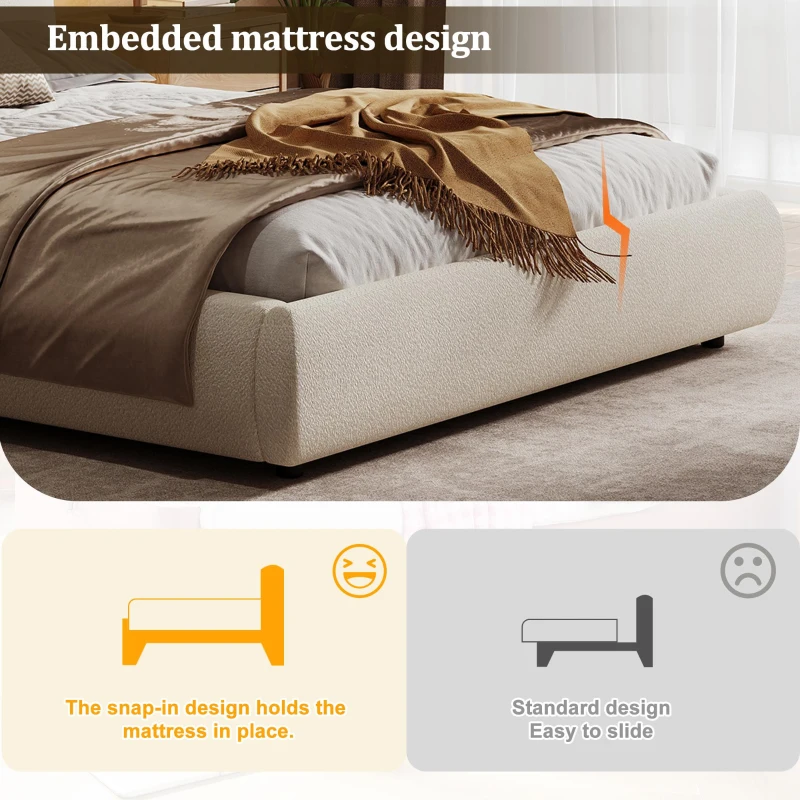 King Size Hydraulic Lift Storage Platform Bed with Washable Headrests, Sturdy Bed Frame with padded cushions, 91'' L x 80'' W x 37'' H, White