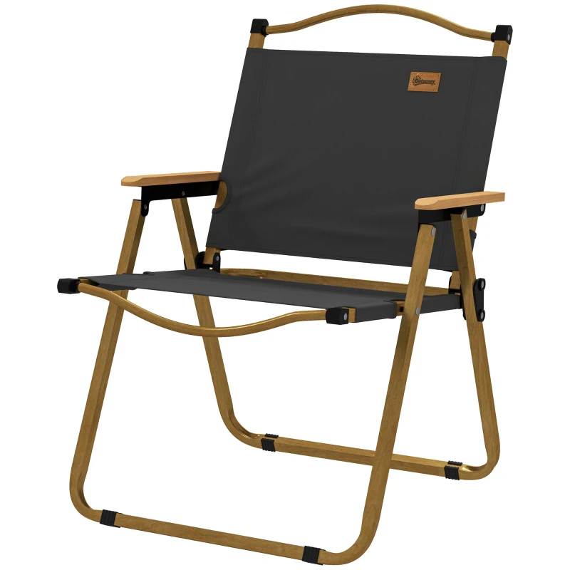 Outsunny Camping Chair, Lightweight Folding Chair, Portable Armchair, Excellent for Festivals, Fishing, Dark Grey