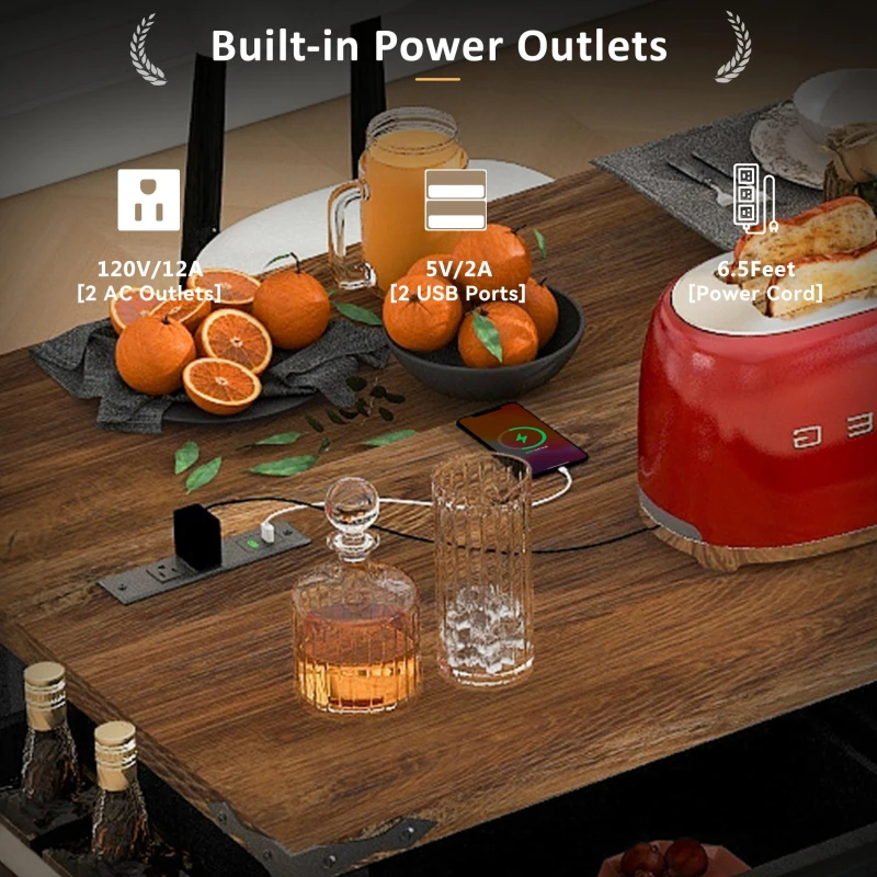 Large Kitchen Island with 2 Sliding Barn Doors and 3 Drawers, Rolling Island with Built-In Power Outlet, 53.5'' L x 18.5'' W x 37'' H, Black