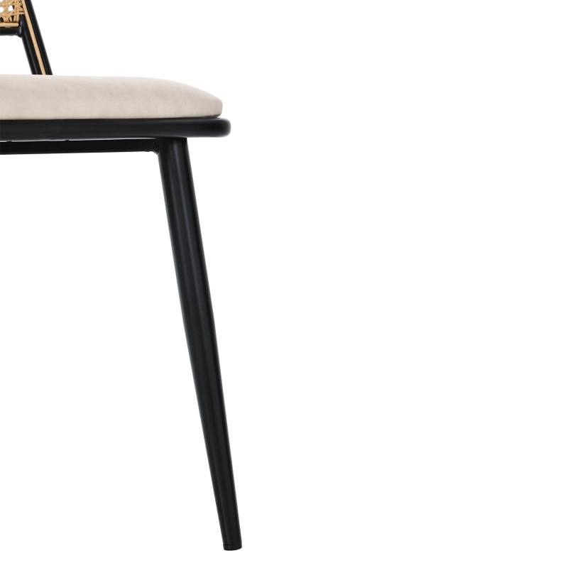 Set of 2 Modern Dining Chairs with PE Rattan Backrest, Ergonomic Side Chairs for Home or Restaurant, 19.5'' L x 19'' W x 31.5'' H, Black+Natural