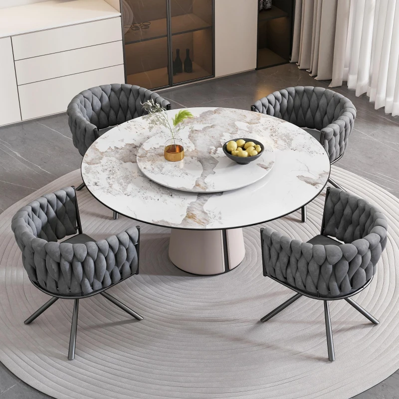 Set of 4 Velvet Dining Chairs with Ergonomic 3D Wraparound Support, Modern Swivel Chairs with Sturdy Metal Legs, 23'' L x 21'' W x 28.5'' H, Gray