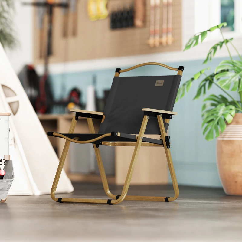 Outsunny Camping Chair, Lightweight Folding Chair, Portable Armchair, Excellent for Festivals, Fishing, Dark Grey