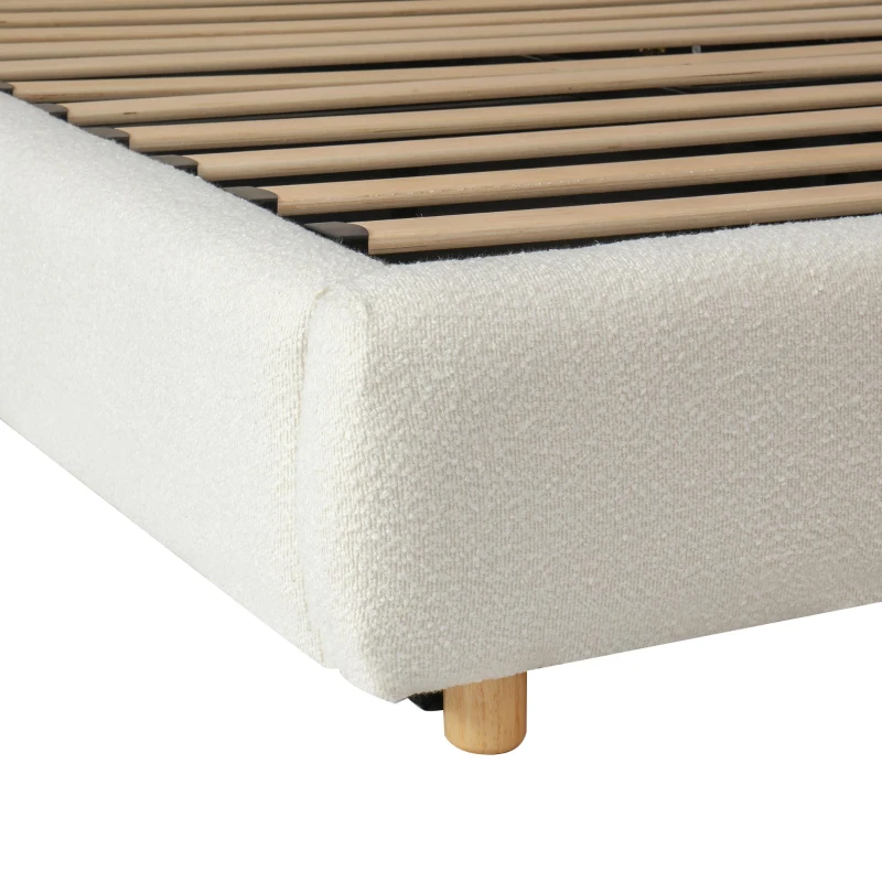 Queen Size Hydraulic Lift Storage Bed with Upholstered Headboard, Modern Bedboard with Rubberwood Legs, 88'' L x 64'' W x 35'' H, White