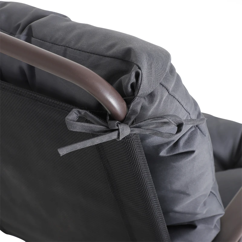 Outsunny Patio Chair Cushions Set of 2, 39" x 20" x 3" Outdoor Tufted Cushion Set with Ties for Indoor Outdoor Garden Furniture, Dark Grey