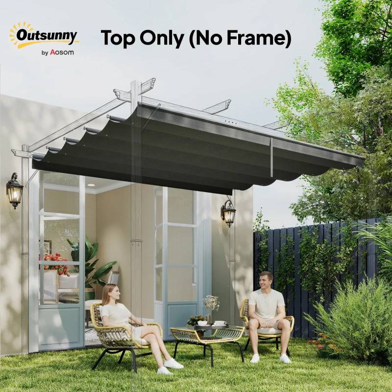 Outsunny 8.2' x 8.4' Retractable Pergola Canopy Replacement for 10' x 10' Frame, Cover Replacement (Cover Top Only), Dark Grey