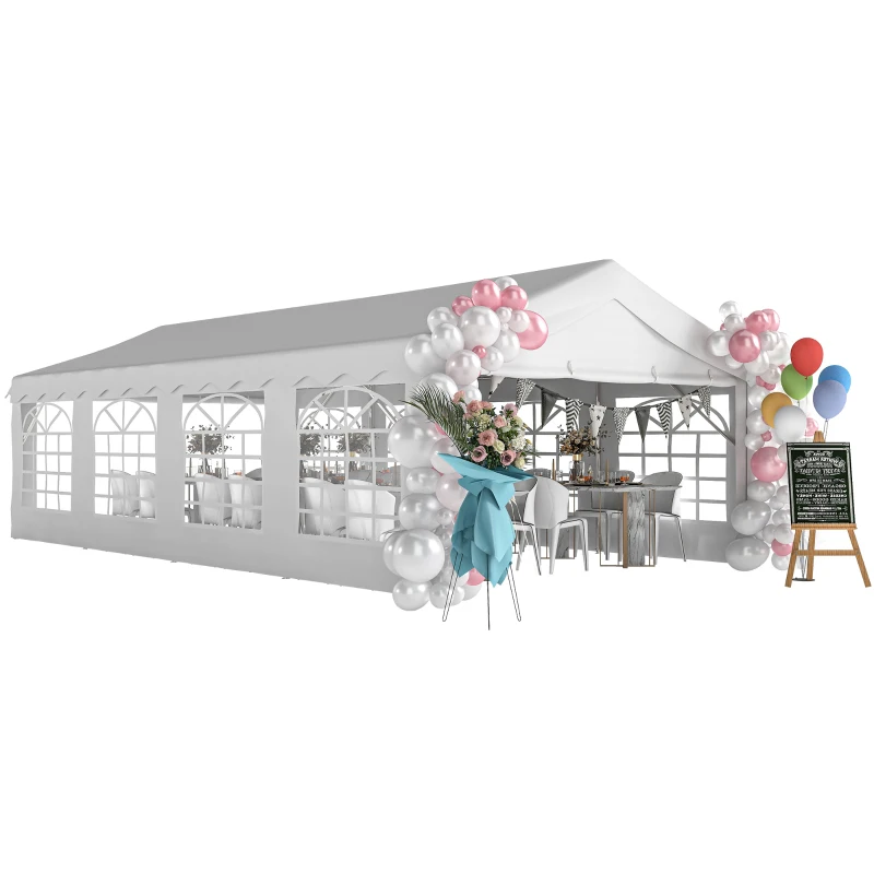 Outsunny 13'x26' Heavy Duty Large Party Tent & Carport with Removable Sidewalls, Windows, Portable Garage Canopy Tent, White