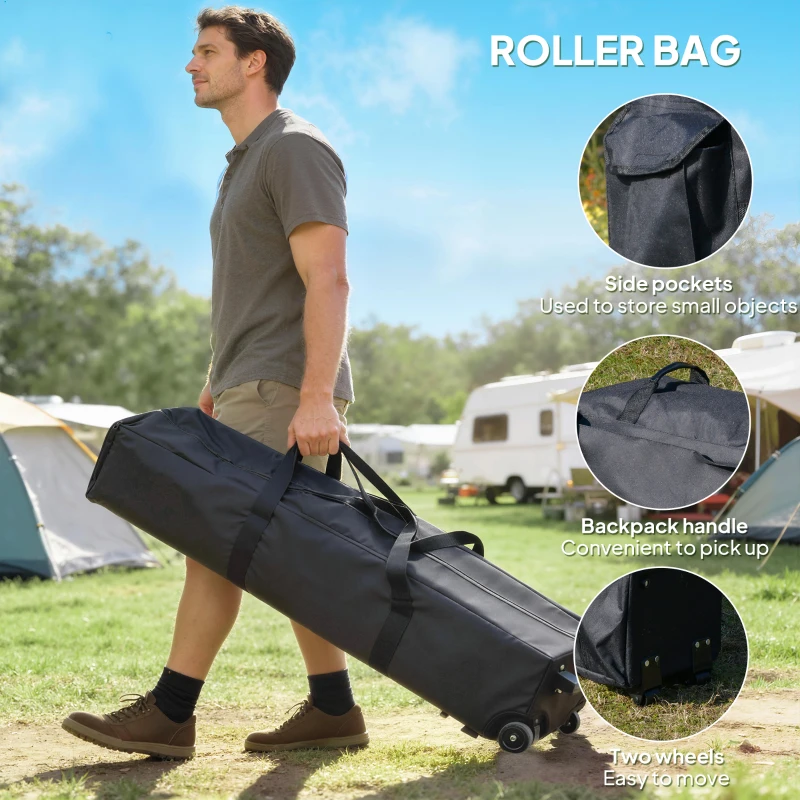 Outsunny 12' x 12' Foldable Pop-up Party Tent Instant Canopy Sun Shade Gazebo Shelter with Steel Frame, Khaki