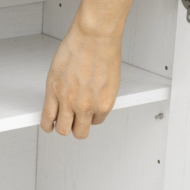 Large Buffet Sideboard with 3 Drawers and 4 Internal Door Shelves, Modern Coffee Bar for Kitchen, Living Room, 55'' L x 15.5'' W x 32'' H, White