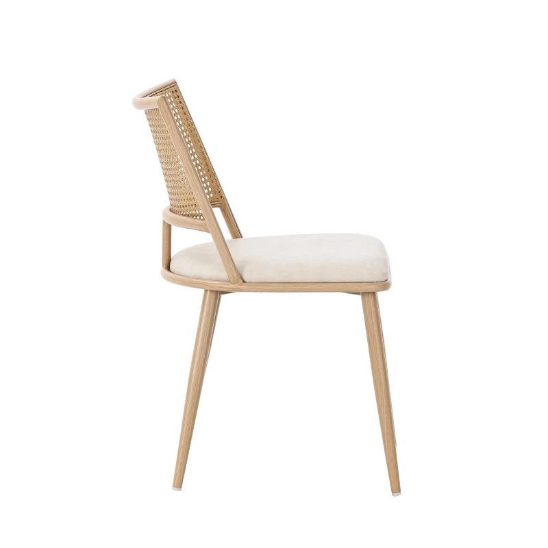 Set of 4 Modern Dining Chairs with PE Rattan Backrest, Ergonomic Side Chairs for Restaurant, 19.5'' L x 19'' W x 31.5'' H, Beige+Natural