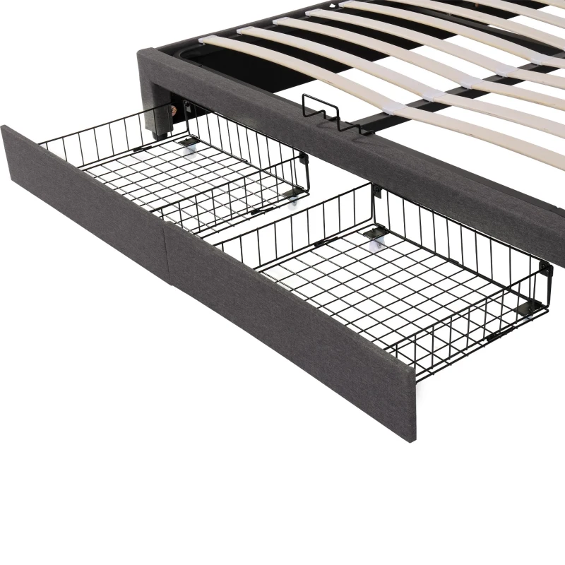 Queen Size Hydraulic Storage Bed with Remote-Controlled LED Headboard, Solid Bed Frame with Reinforced Leg, 84'' L x 61.5'' W x 39'' H, Grey