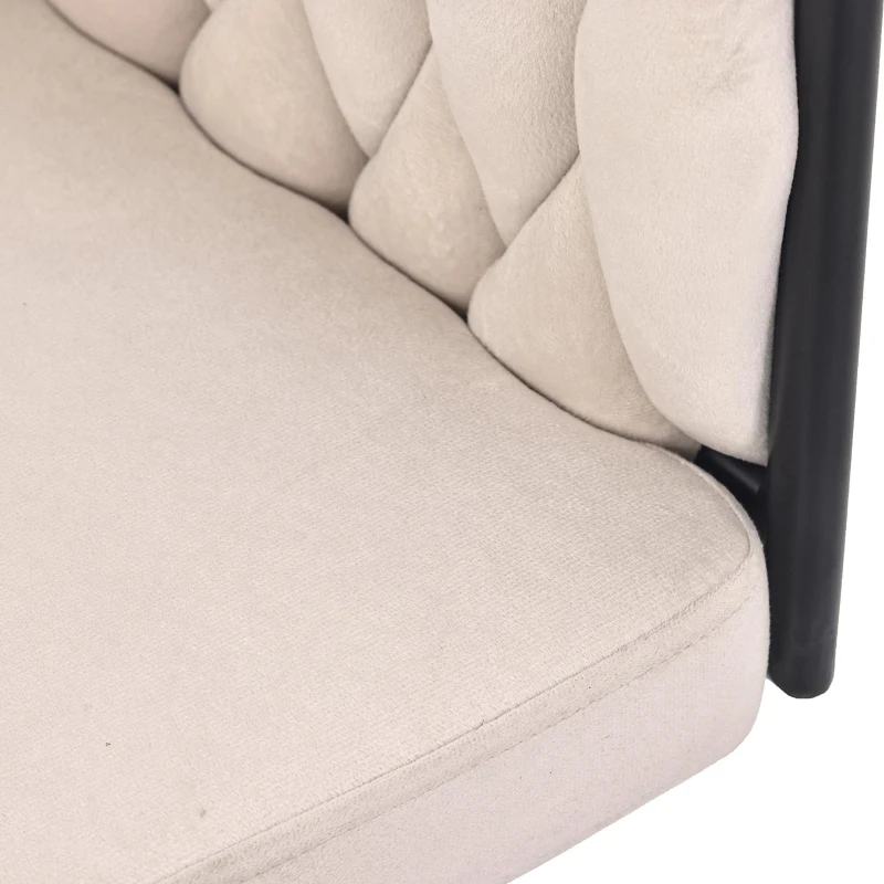 Set of 6 Velvet Dining Chairs with 4 Metal Support Legs, Swivel Upholstered Chairs with Ergonomic Support, 23'' L x 21'' W x 28.5'' H, Beige