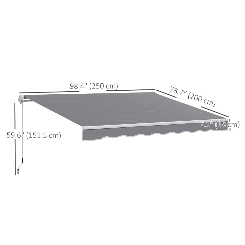 Outsunny 8' x 7' Retractable Awning, Patio Awnings, Sunshade Shelter with 280 g/m² UV & Water-Resistant Fabric, Dark Grey