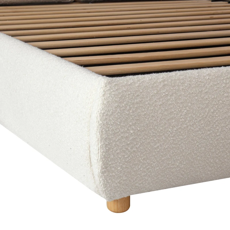 Queen Size Hydraulic Lift Storage Bed with Removable-Washable Headrests, Solid Bed Frame with Padded Cushions, 91'' L x 64'' W x 37'' H, White