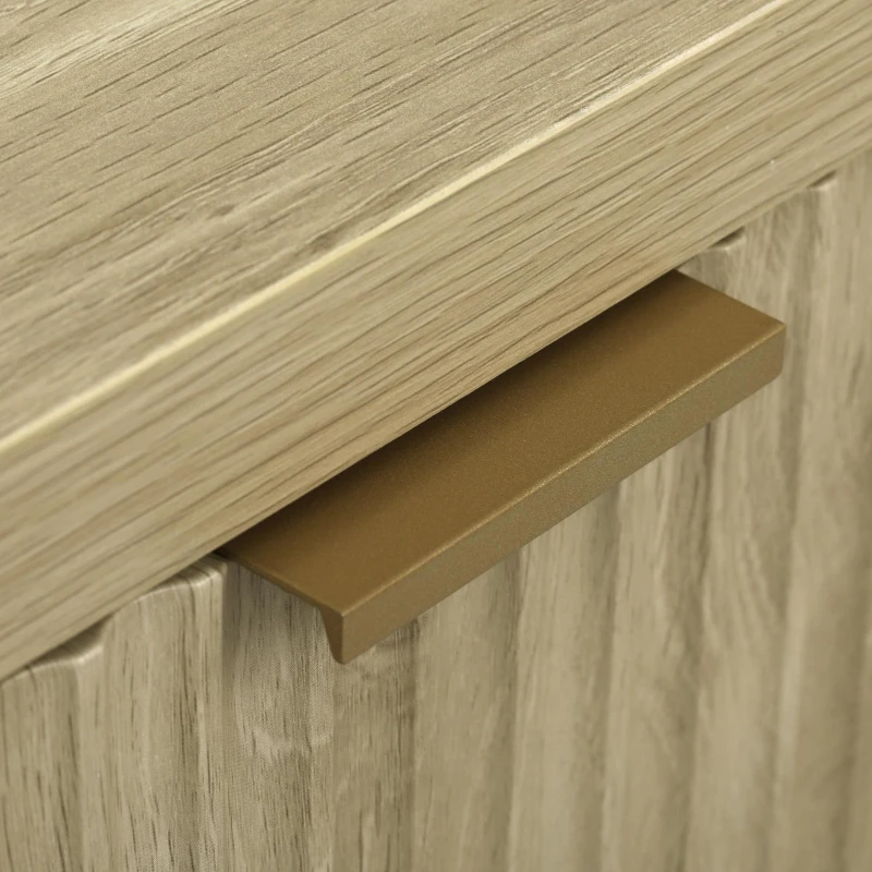 Fluted Buffet Sideboard with 4-Door Cabinet, Adjustable Shelves, Farmhouse Storage with Soft-Close Hinges, 55'' L x 15.5'' W x 33'' H, Natural